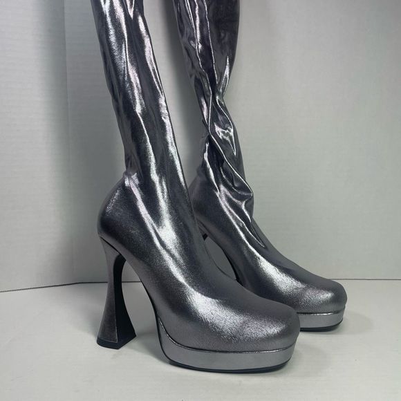 Jeffrey Campbell BNIB Small PANTALONES 6M platform women Silver - Picture 2 of 16